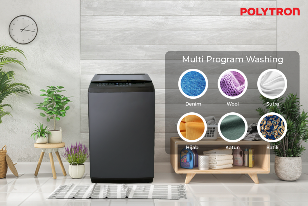 Mesin cuci top loading 1 tabung dari Polytron